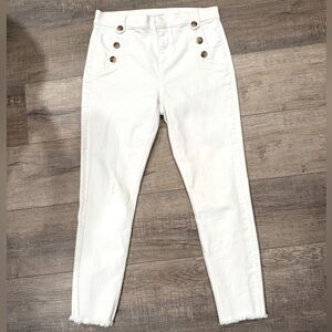 Ann Taylor Loft High Waist Sailor Pants, White, size 4
